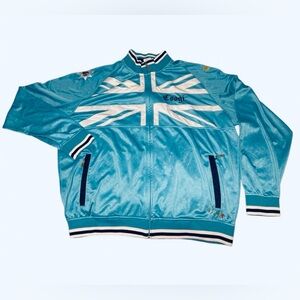 COOGI Light Blue Bomber Jacket/ Coogi Heritage Track /Union Jack/British flag